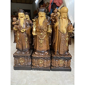 Bộ tương tam đa phúc lộc thọ gỗ bách xanh thơm nức pu giả cổ kt cao 30cm +thêm 1 vòng gỗ sưa cao cấp trị giá 300k