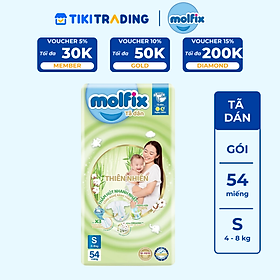 Tã/bỉm dán Molfix Thiên nhiên Jumbo S (4kg - 8kg) - Gói 54 miếng