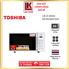 Lò vi sóng Toshiba ER-SS23(W1)VN - Dung tích 23L - Công suất 800W - Xuất xứ Thái Lan, 11 Mức công suất, 8 thực đơn tự động, Chức năng rã đông nhanh và thuận tiện, Bảng điều khiển Tiếng Việt - Hàng chính hãng, bảo hành 12 tháng, chất lượng Nhật Bản