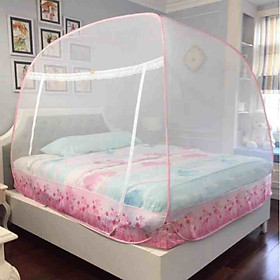 Mùng chụp mộc miên - tự bung đỉnh rộng có viền chân - trăng viền xanh