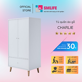 Tủ quần áo gỗ hiện đại SMLIFE Charlie | Gỗ MDF dày 17mm chống ẩm | D80xR55xC155cm