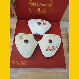 Mua Bộ 03 hộp mứt tết hoa đào đỏ gốm Minh An Bát Tràng hoa văn vẽ tay thủ công