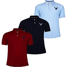 Áo thun polo nam có cổ bẻ phối logo thêu trước ngang ngực cao cấp trẻ trung thương hiệu Doka, Combo 3 áo - ĐBPS19 - Đỏ Đô, Đen, Xanh Môn
