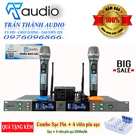 Mua Micro không dây CMAUDIO Model CM-X12 cao cấp có chế độ tự ngắt - Hàng chính hãng nhập khẩu 2023 - tặng bộc sạc và 4 quả pin 1200mah