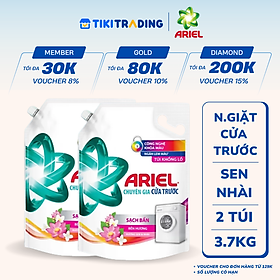 Combo 2 Nước Giặt ARIEL Chuyên Gia Cửa Trước Ngăn Lem Màu Túi 3.7KG/3.9KG