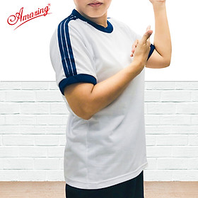 Áo thun thể dục thương hiệu Amazing cho bé gái, cổ bẻ và cổ tròn, đồng phục thể thao cho học sinh nam nữ các cấp
