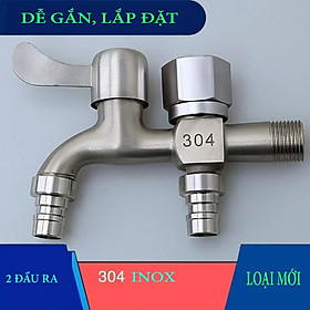 Mua Vòi nước 2 đầu ra inox 2 đầu cho máy giặt chia nước thành 2 cổng xả độc lập  chất liệu Inox 304 cao cấp