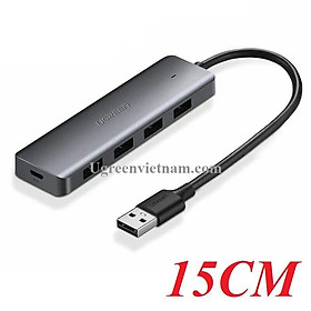 Ugreen 50985 15CM Màu đen Bộ chia USB 3.0 ra 4 cổng hỗ trợ nguồn phụ Micro USB CR219 - Hàng chính hãng