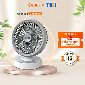 Mua Quạt Sạc Tích Điện Để Bàn Đa Năng COMET CRF1506 7W  4 Cấp Độ Gió  Xoay 90 Độ  2 pin rời 18650 Lithium 1500mAh Để Bàn Văn Phòng