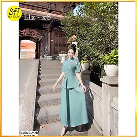 Đồ Lam Nữ Đi Chùa - Bộ Đi Lễ Chùa Thêu Cá Ngọc Vải Lụa Cao Cấp AL018 Trang Nhã Kín Đáo Dành Cho Phật Tử