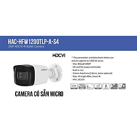 Camera 2.0 Dahua HAC-HFW1200TLP-A-S4 - Hàng Chính Hãng