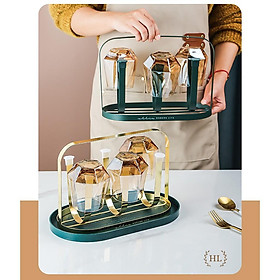 Mua ÚP CỐC CÓ KHAY HỨNG DECOR | GIÁ ÚP LY CỐC SƠN TĨNH ĐIỆN KÈM KHAY HỨNG NƯỚC BẦU DỤC HOME LUXURY DECOR PHONG CÁCH RETRO