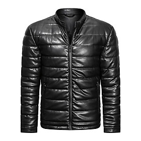 Men Down Coat Windproof Casual Slim   Jacket for Hunting Hiking Black