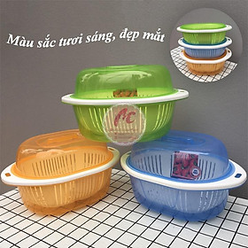 Mua Bộ Thau Rổ Có Nắp đậy Rửa rau  đựng rau củ an toàn/chống côn trùng  bám bụi  dễ vệ sinh
