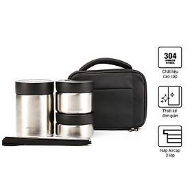 Bộ Hộp Cơm Giữ Nhiệt Thép Không Gỉ Lock & Lock LHC8031SLV - Bạc