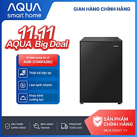 Tủ lạnh Aqua 90 lít AQR-D100FA(BS) - Freeship toàn quốc - Hàng chính hãng - Bảo hành 2 năm