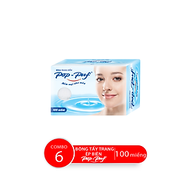 Combo 6 Hộp Bông Tẩy Trang Ép Biên POP-PUF, 100 Miếng/Hộp