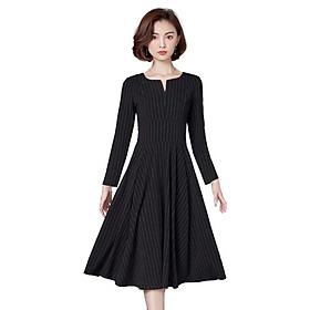 DRESS247-ĐẦM SỌC XÒE TAY DÀI S-6XL