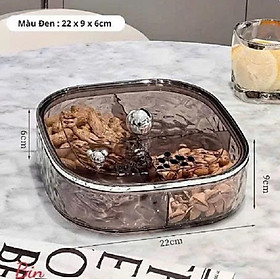 [KoSuyTu] Khay Đựng Mứt Tết 4 Ngăn Cao Cấp – Nhựa ABS An Toàn – 22×9×6cm – Nắp Gấu Sang Trọng (Đen / Trắng / Trong Suốt)