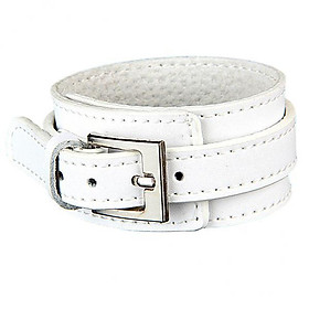 2xFashion Wide Cow Leather Wristband Cuff Bracelet Bangle Women Jewelry White
