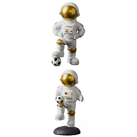 2 Pieces Astronaut Statue Sculpture Ornament Resin Home Decoration Desktop