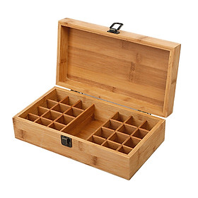 24 Bottles Essential Oil Storage Box Wood  Holder Case 25 Grids