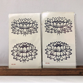 Combo 2 hình xăm dán tattoo đặc biệt chủ đề hoa chữ ký, sen xinh và cỏ mai mắn10x6cm- phù hợp vị trí ở tay, chân, đùi, ngực, vai, lưng, cơ thể