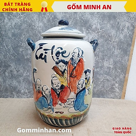 Mua Hũ đựng gạo Minh An bát tràng vẽ phong cảnh bát tràng 30l đựng 25kg gạo