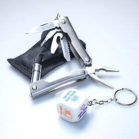 Combo 2 món Móc Khoá Kềm Đa Năng Có Đèn Pin 9 trong 1, Móc Khoá Xí Ngầu Uống Bia