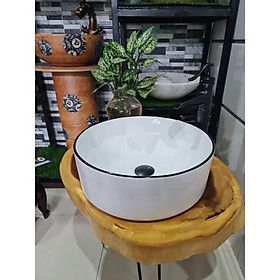 Mua Lavabo sứ - lavabo đặt bàn viền đen