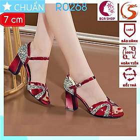 Giày cao gót nữ 7p RO268 ROSATA tại BCASHOP hở mũi, nhấn kim tuyến lấp lánh sang trọng và thời trang - màu đỏ