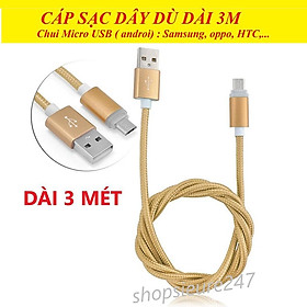 Mua Dây Cáp Sạc Micro USB 3M Bọc Dù cho Samsung  Oppo  HTC  Xiaomi  Huawei