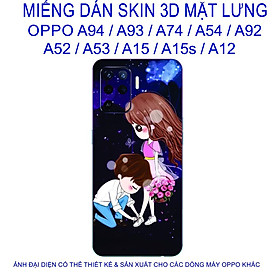 Miếng Dán Skin 3D mặt lưng dành cho OPPO A94 / A93 / A74 / A54 / A92 / A52 / A53 / A15 / A15s / A12 chống trầy xước