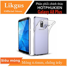 Ốp lưng dẻo dành cho Samsung Galaxy A8 Plus 2018 hiệu Ultra Thin mỏng 0.6mm chống trầy - Clear - Hàng chính hãng