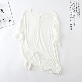 IELGY Casual Korean V-neck solid color T-shirt