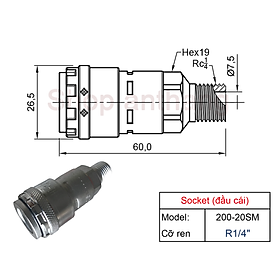 Khớp nối nhanh khí nén một chạm 200-SM, Nitto - Nhật Bản