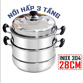 Nồi hấp kiêm nồi luộc gà Inox 3 Tầng - sz 28cm