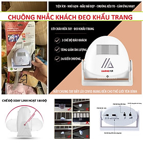 Bộ Chuông cửa nhắc khách đeo khẩu trang sát khuẩn tay tự động mẫu mới loại tốt siêu nhạy tặng nguồn