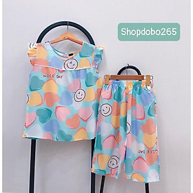 Đồ bộ nữ lanh lửng mặc nhà tay cánh tiên phối viền chất mềm,mịn,mát BL 153 hoạ tiết dễ thương size 45-65kg
