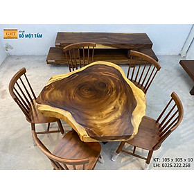 Mua Bộ Bàn Ghế Gỗ Me Tây Nguyên Tấm  Bàn Ghế Sân Vườn 5 Ghế Gỗ Me Tây Dài 1 05m Rộng 1 05m Dày 10cm