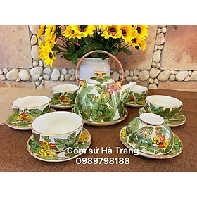 Mua Bộ trà gốm sứ Bát Tràng cao cấp vẽ tay xuất dư vẽ vàng