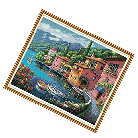 Dimensions Craft Stamped Cross Stitch  11 Count Aida Cloth Colorful House