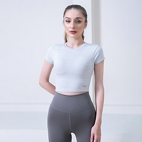 Áo croptop ngắn tay tập Yoga Gym Hibi Sports CR814 kiểu basic, kèm mút ngực - KEM XƯỢC - XS