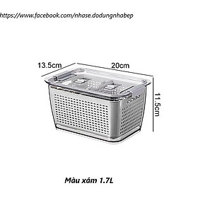 Hộp thoát nước hai lớp kiểu Nhật, rổ nhựa rửa rau củ quả, tủ lạnh nhà bếp, hộp bảo quản rau củ quả tươi có nắp đậy kín