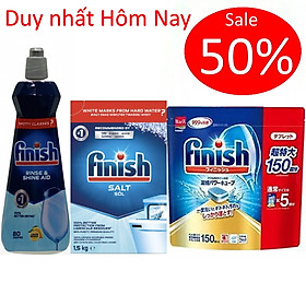 Combo bột rửa bát finish nhật 2,2kg + bóng finish 400ml + muối finish 1,2kg dùng cho máy rửa bát chén ly