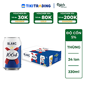 Thùng 24 lon Bia Pháp Kronenbourg 1664 Blanc (330ml/lon) - Độ cồn 5%