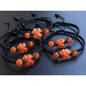 Vòng đeo tay, lắc tay cỏ may mắn bốn lá phong thủy đá ngọc cẩm thạch huyết đỏ