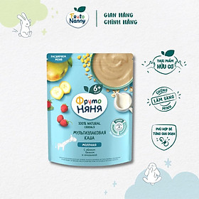 Bột Ăn Dặm FRUTONANNY Organic Vị Ngũ Cốc Sữa, Táo, Chuối Và Dâu Rừng - Ngon Bổ Dưỡng - Không GMO, Chất Bảo Quản - Từ 6 tháng tuổi(200g)