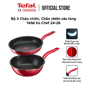 Mua Bộ 2 chảo chống dính đáy từ Tefal So Chef dùng cho mọi loại bếp (chảo 24cm  28cm) - Hàng chính hãng