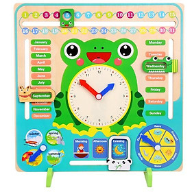 Đồ chơi đồng hồ ếch gỗ đa năng cho bé xem giờ, ngày tháng, thời tiết tiếng Anh cho bé